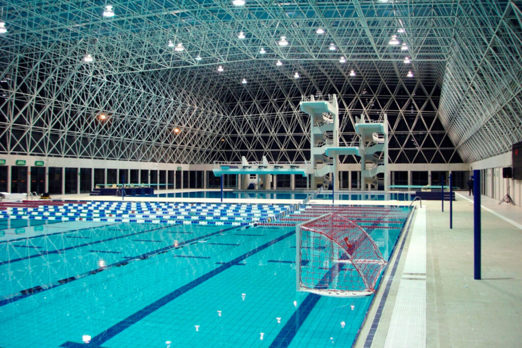 mosaico de vidrio y porcelánico para piscinas olímpicas